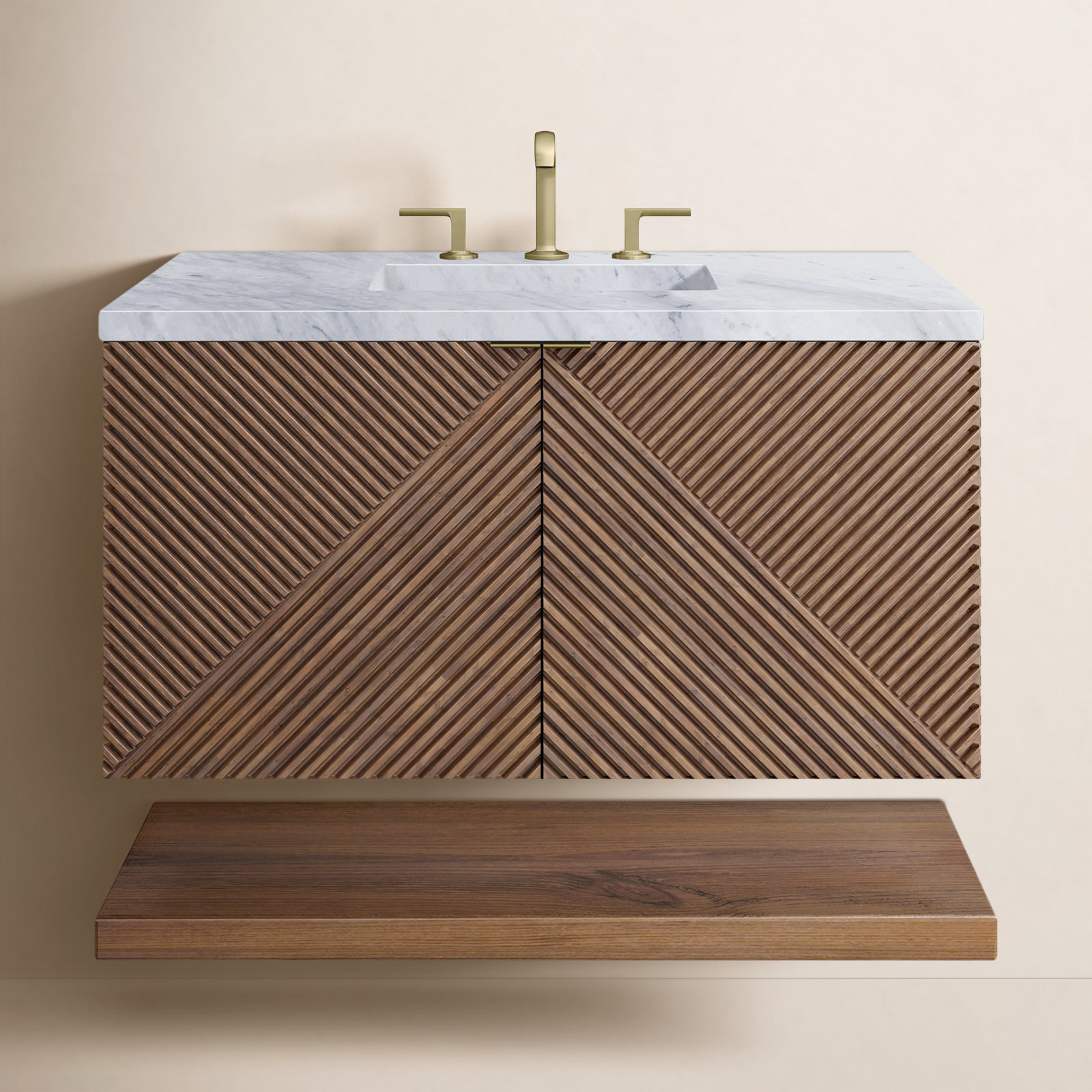 Marcello Single Bathroom Vanity, Carrara White, 8" Widespread, 36"