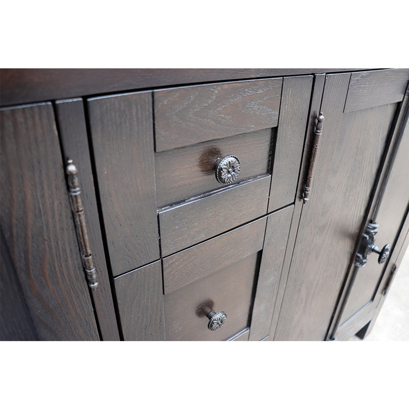 Ensemble de meuble-lavabo double 55 po Keesha, Noir, Brun cendré, Chrome