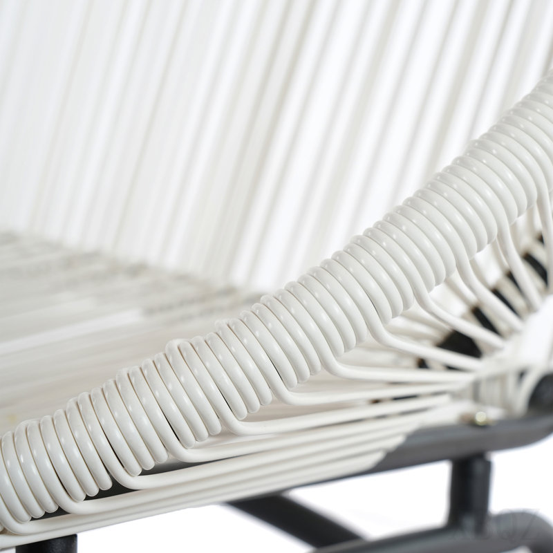 Outdoor Patio Wicker Love Seat, White Pe Rattan &  Iron Frame, Set Of 1, White/Black