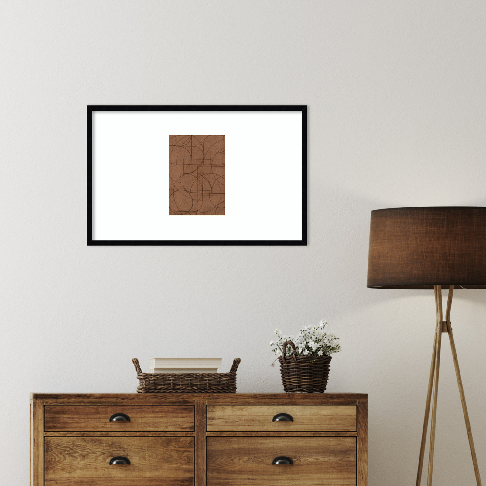 Curved 1 Print by Dan Hobday, 21" H x 33" W, Svelte Noir Black Framed Print with Mat