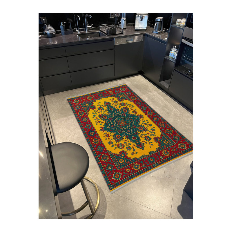 Tapis beige tissé traditionnel Mosso, 4'11" x 7'7"