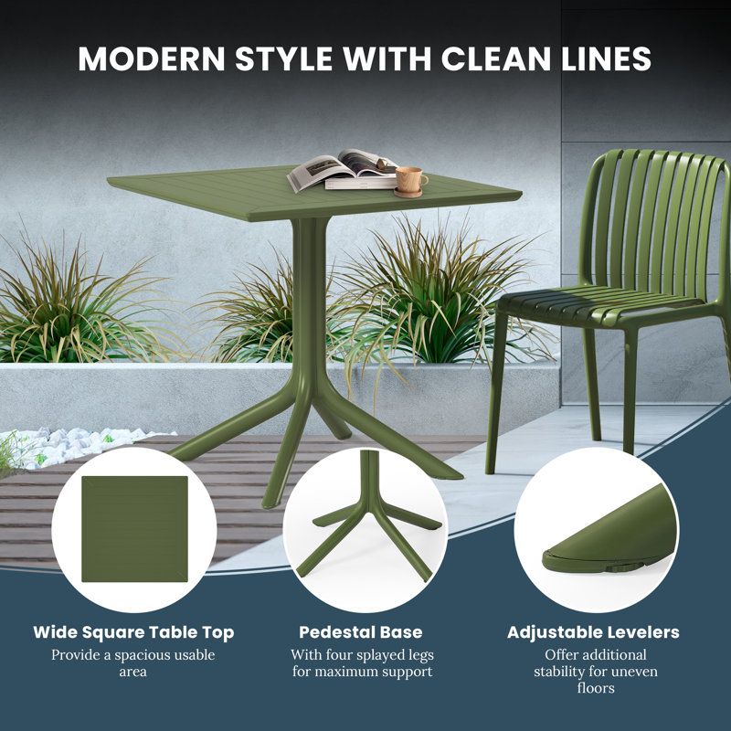 Ensemble repas carré pour 4 personnes, Vert