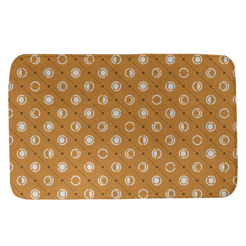 Tapis de bain géométrique antidérapant en microfibre Moon phases, l 17 po x L 24 po, Orange / Noir