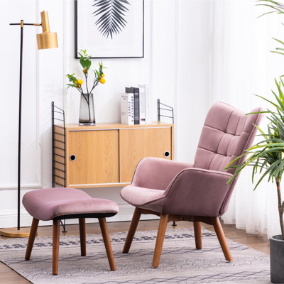 Chaise d'appoint mauve avec revêtement en velours soyeux et confortable, structure en bois d'hévéa massif, capitonnage à boutons, garniture de passepoil, fauteuil de H 29,38 po x P 33 po, support luxueux de l 25,6 po x P 17,5 po, diamant