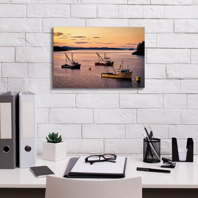 «Twilight In The Harbor» par Rick Berk, art mural sur toile, H 12 po x l 18 po x P 0,75 po