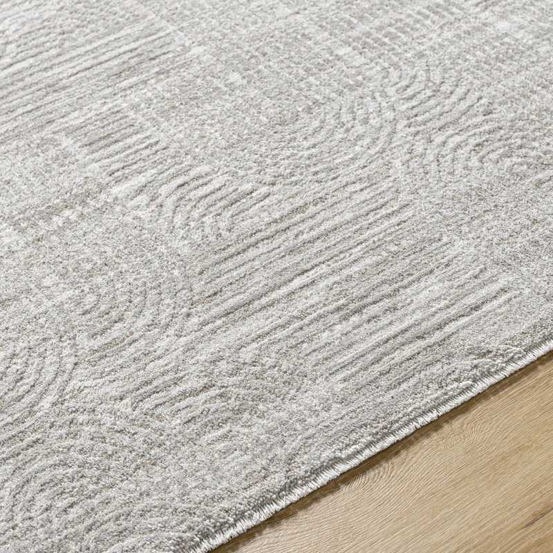 Tapis crème en polyester tissé à la machine Gauldin, Rectangle 2 pi 8 po x 3 pi 11 po