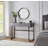 Mirrored Makeup Vanity Table with Stainless Steel Base and Two Drawers, A Versatile and Stylish Desk for Bedroom and Office Use-1240532671