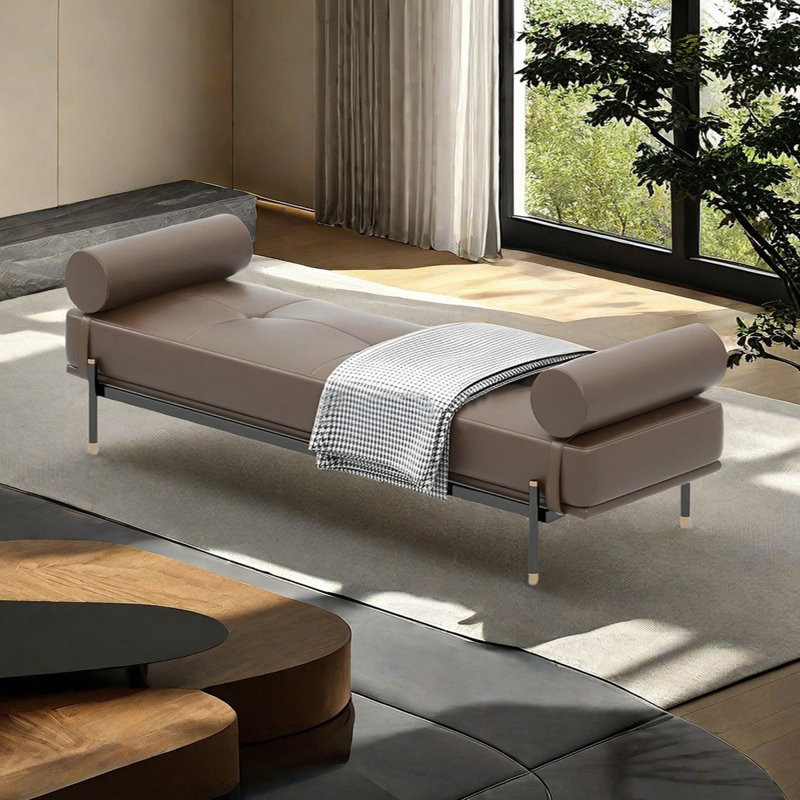 Banc rembourré en similicuir Hufsa, H 17,71 po x l 59,05 po x P 19,68 po