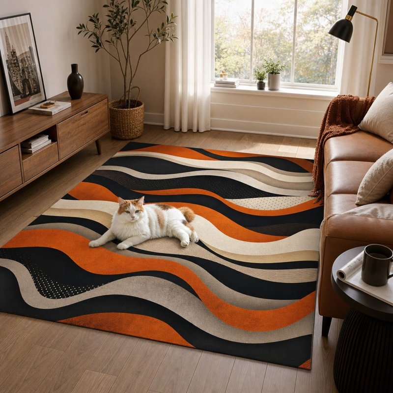 Tapis ondulé abstrait 1pcs, L 70,9 po x L 98,4 po x 1 pièce