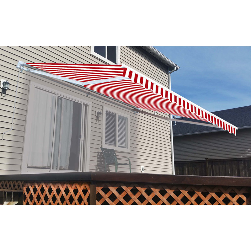 Tissu de remplacement pour auvent rétractable ALEKO, Rouge et blanc rayé, l 16 pi x P 10 pi