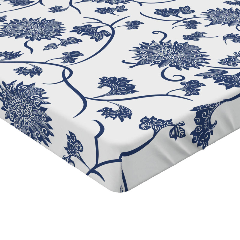Drap-housse Ambesonne, paquet de 2, Motif floral bleu / blanc, Drap-housse de taille double