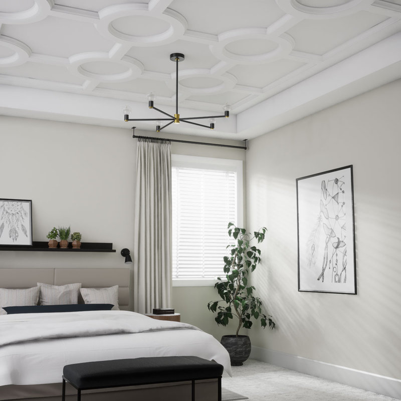 Endurathane 5" Traditional Coffered Ceiling Kit w/ Circle Intersection for Rooms 10' x 10' or Smaller, Factory Primed
