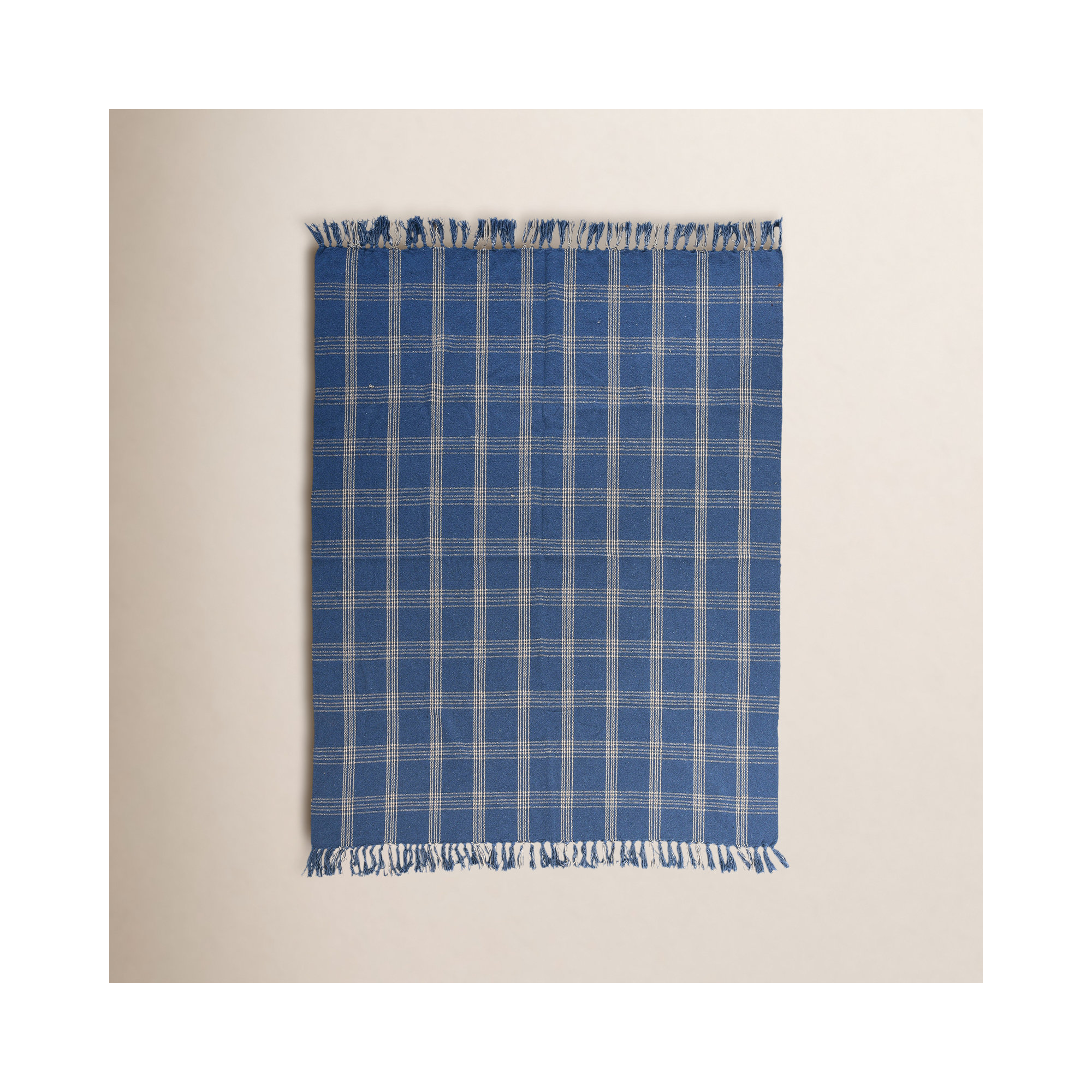 Eura Cotton Hand Woven Throw Blanket, Blue