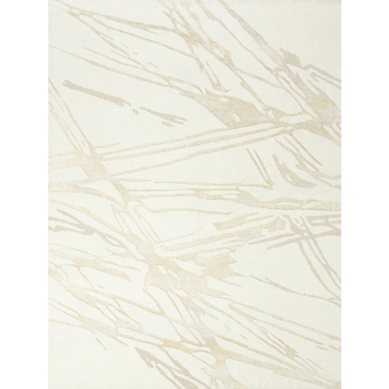 Hand Knotted Area Rug in White, Rectangle 8' x 10'