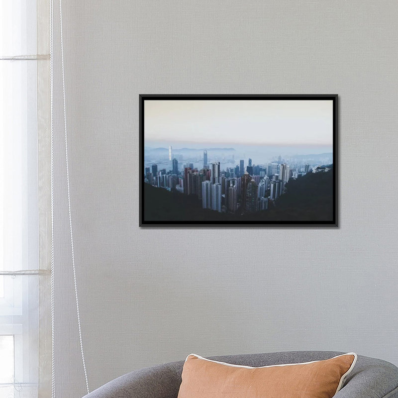 « hong kong » par luke anthony gram, reproduction d’impression sur toile tendue, Toile avec cadre noir, Pas de tapis