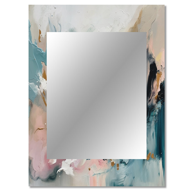 Delicate Brushstrokes Abstract Painting V - Abstract Painting Mirror, Modern Unique Wall Mirror, Printed Metal Art, 40" x 30"