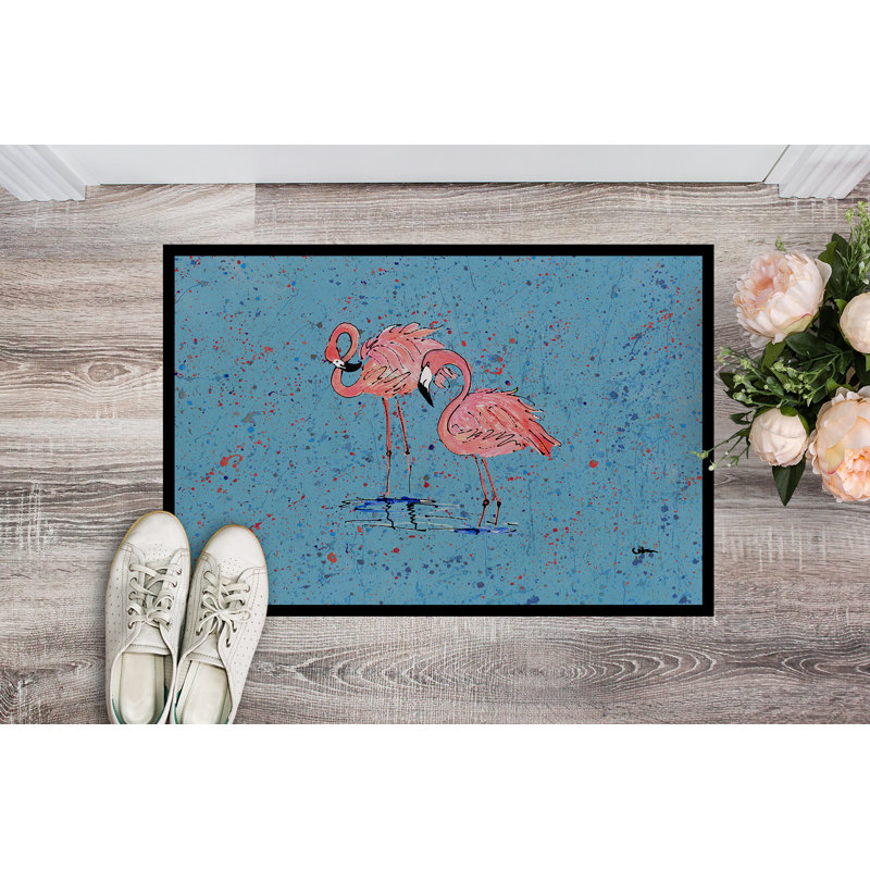 Tapis d'entrée antidérapant Stu Flamingo on Speckle, Rectangle 2 pi x 3 pi