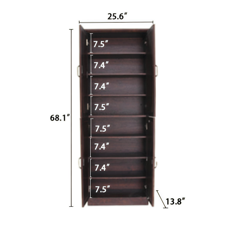 68'' Tall Wooden Storage Cabinet with Adjustable Shelves 