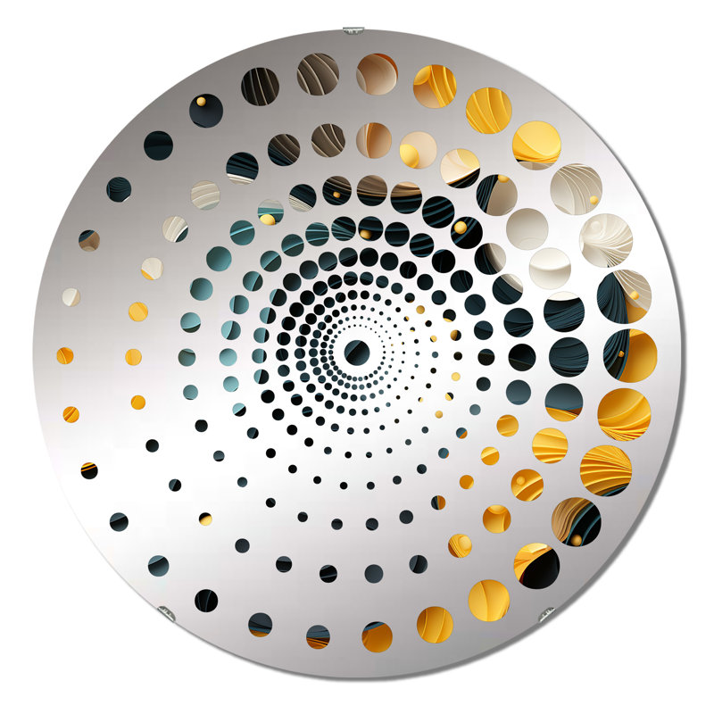 Miroir mural jaune et noir Mid-Century Waves Fusion, 23,6 po x 23,6 po