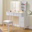 Bureau de coiffeuse moderne avec miroir à DEL 3 couleurs et armoire réglable-2111648251