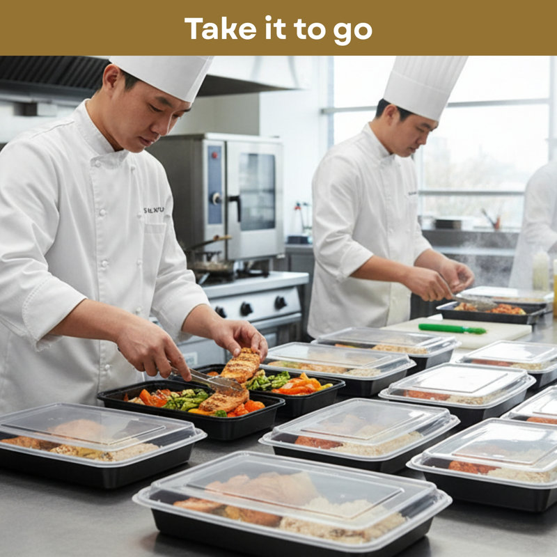 Microwaveable Container (Shallow) with Lid, 16oz, 150-Pack