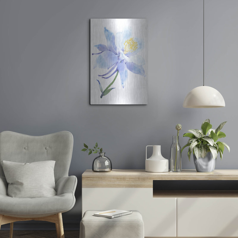 Art mural luxueux «Columbine Bloom I» par Tim O'Toole, art mural en métal, H 24 po x l 16 po