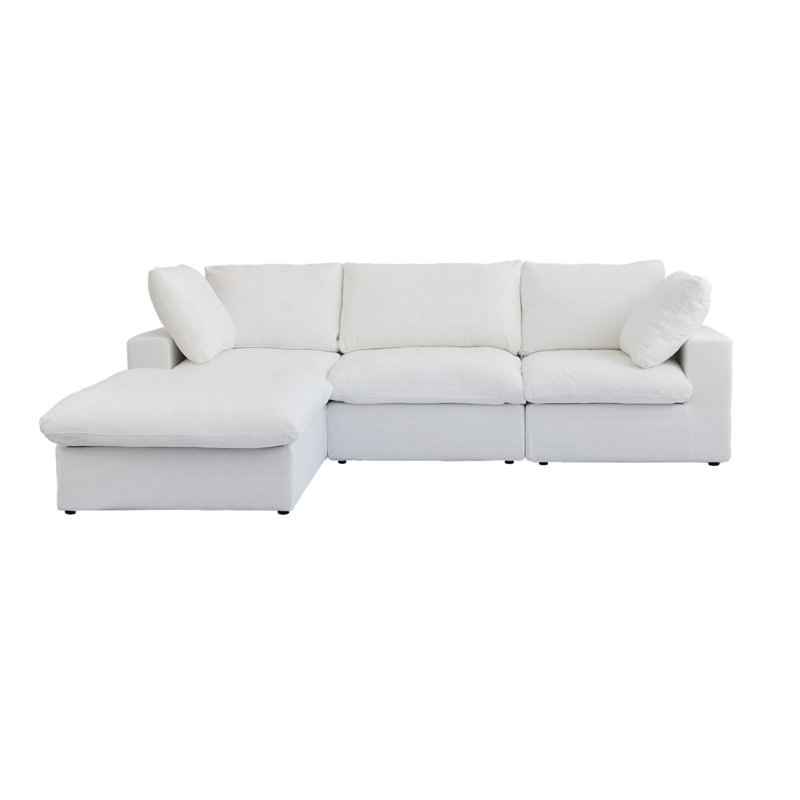 Kenda 4 - Piece Slipcovered Sectional, White Linen Blend