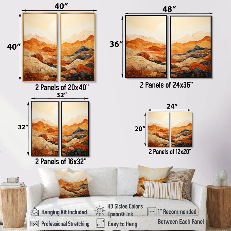 Canyon Mirage III - art mural orange, H 20 po x l 24 po, Reproduction encadrée sans passe-partout, Noir