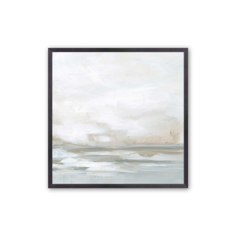 Hiver paysage marin sérénité II, H 13,75 po x l 13,75 po, Cadre photo simple en zinc patiné