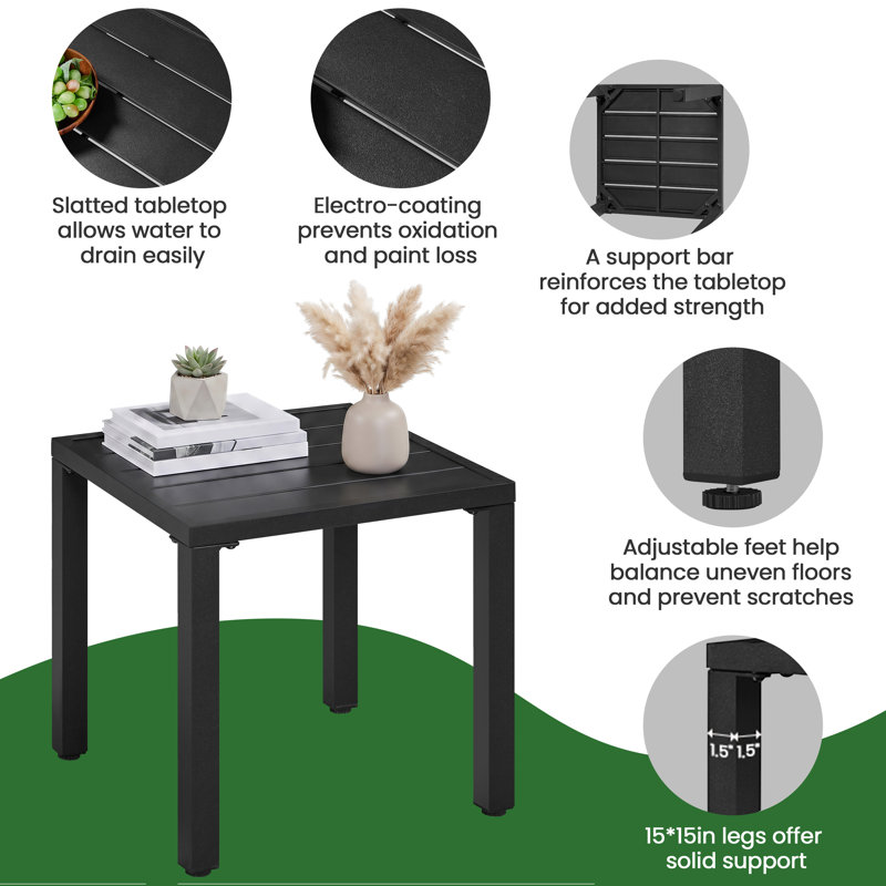 Charlesia Square 18'' L x 18'' W Powder-coated Metal Frame Outdoor Side Table
