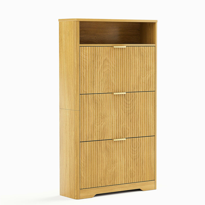 Shoe Cabinet Storage for Entryway Hidden Shoes Storage Cabinet with 3 Flip Drawers, Tall Free Standing Shoe Organizer Rack