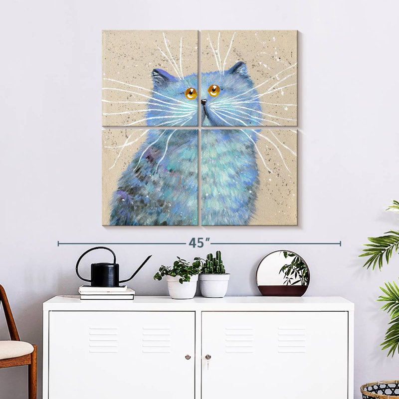Brampt Blue Kitty, 74" H x 74" W