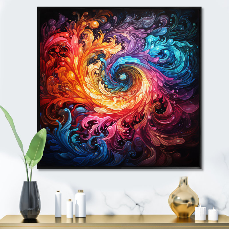 Neon Spin II sur toile, Cadre flottant noir, H 36 po x l 36 po x P 1,5 po