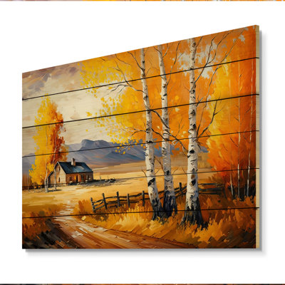 Thionville - Petit chalet en automne - reproduction sur bois sans cadre