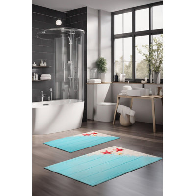 Eakly Luxury Bathmat Set (2 Pieces), 100% Polyester, 16.0 x 23.6 inches & 23.6 x 39.4 inches | Non-Slip Antibacterial Design, 0.3 in Pile Height | Machine Washable, Durable & Easy to Clean | Ideal for Bathroom Décor