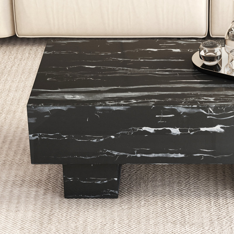 Modern Rectangular Coffee Table, Black