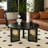 31.5" Black Solid Wood Round Coffee Table