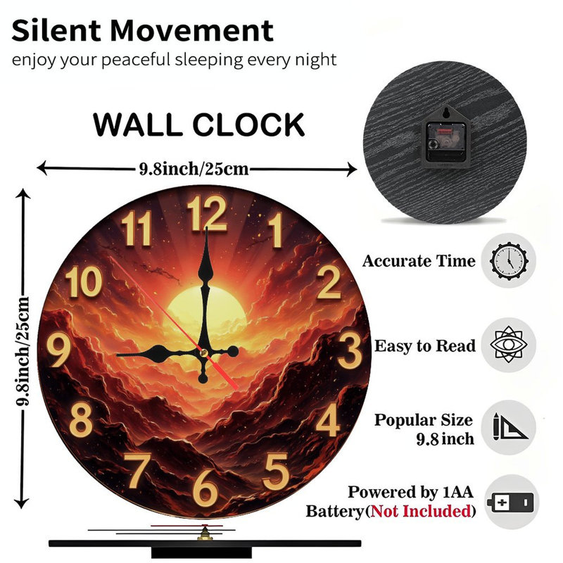 Horloge avec coucher de soleil féroce