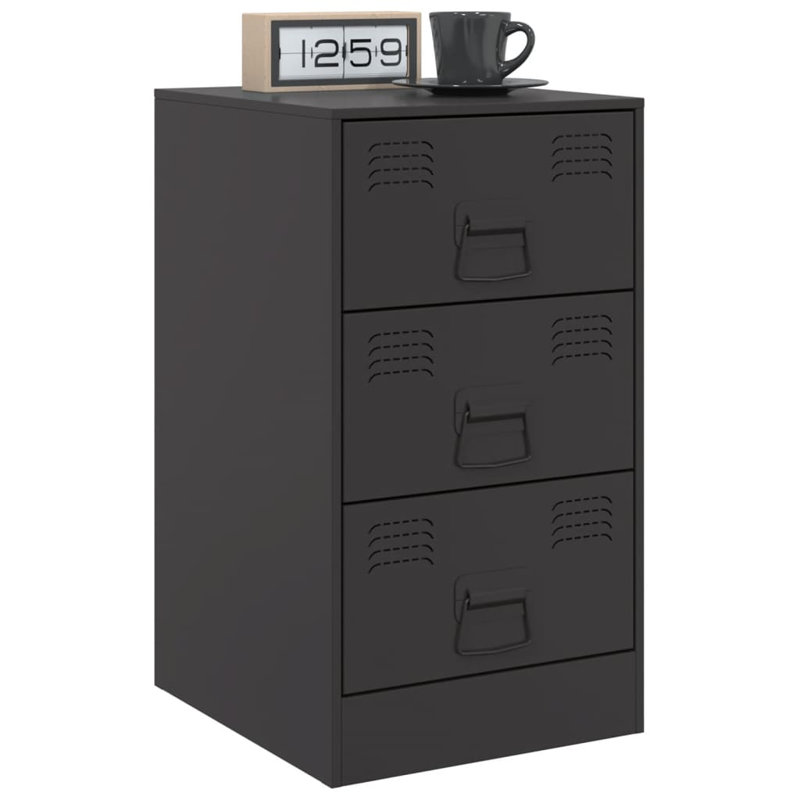Raineri 34.5cm W Steel Bedside Table, Set of 2, Black