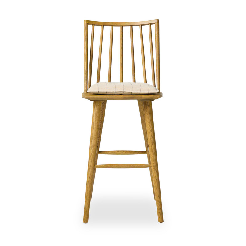 Lewis Windsor Stool With Cushion-Black Oak-Counter, Counter Stool (25.02” Seat Height), Sandy Oak