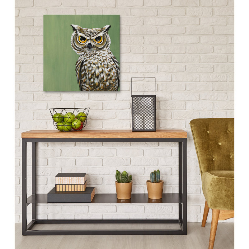 «Whoo You Look at» par Karin Grow, reproduction d'art sur toile, H 16 po x l 16 po