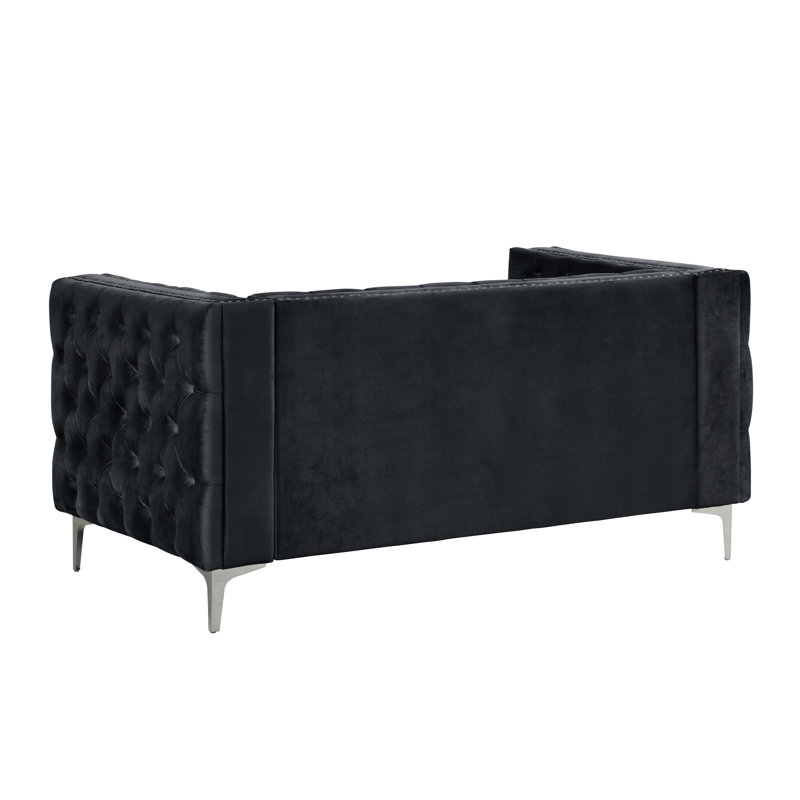Nox 61'' Velvet Loveseat, Black