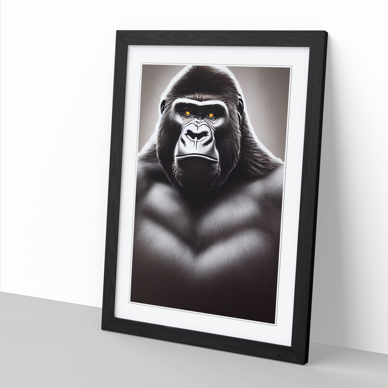 Gorilla Eyes - Picture Frame Print, Black, 64cm H x 46cm W x 2cm D