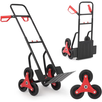 Stair Climbing Dolly 220 Lbs Weight Capacity Foldable Hand Truck with 6 Rubber Wheels and Telescoping Handle Heavy-Duty Grocery Cart for Luggage Warehouse Shopping