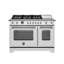 Heritage Series Dual-Fuel Range 48" - 6 Brass Burners + Electric Griddle- Self-clean Oven - Ivory Gloss Finish-450587795