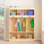 Casier de vestiaire de classe à 3 sections avec 6 casiers et miroir en acrylique, casiers de garderie avec 6 crochets, casiers de jardin d'enfants pour la maison, l'école et la chambre de bébé