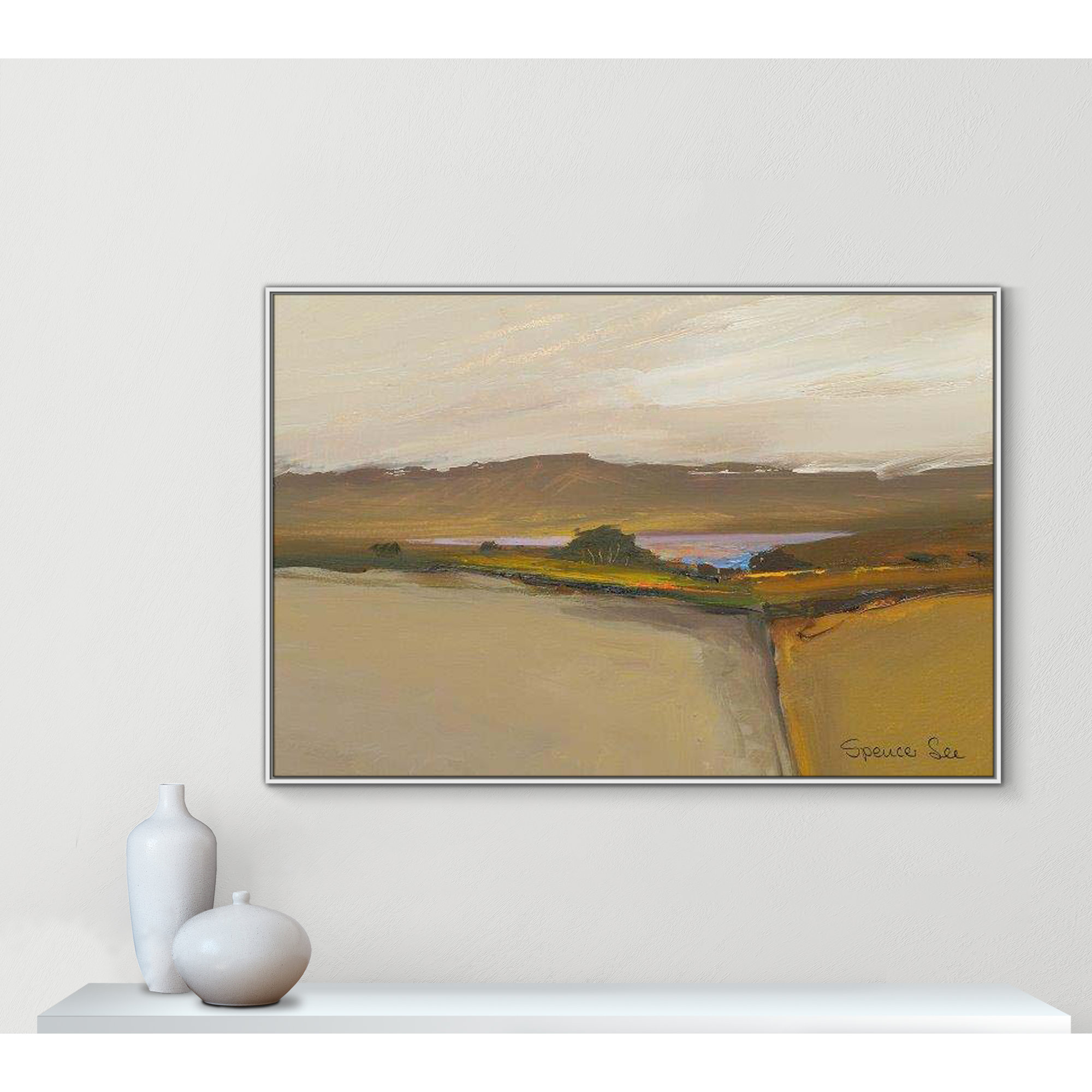 Heaven And Earth IV by Spencer Lee, White Framed, 41.5'' H x 61.5'' W x 2'' D