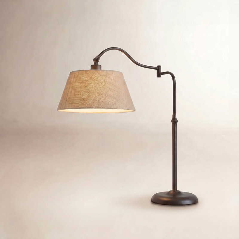 Lampe de table arquée 27 po Theodora, Bronze antique, Kaki, H 27 po x l 12,5 po x P 23 po