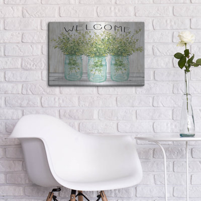 Art mural en métal luxueux «Welcome Glass Jars» par Cindy Jacobs, 24 po x 16 po