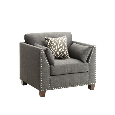 Chaise en lin gris anthracite avec 3 oreillers